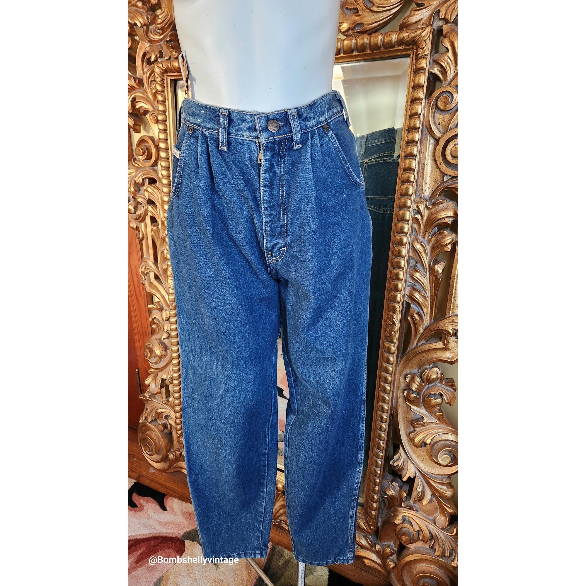 Vintage 90's Daniel Laurent High Waisted Pleated Blue Jeans - Etsy
