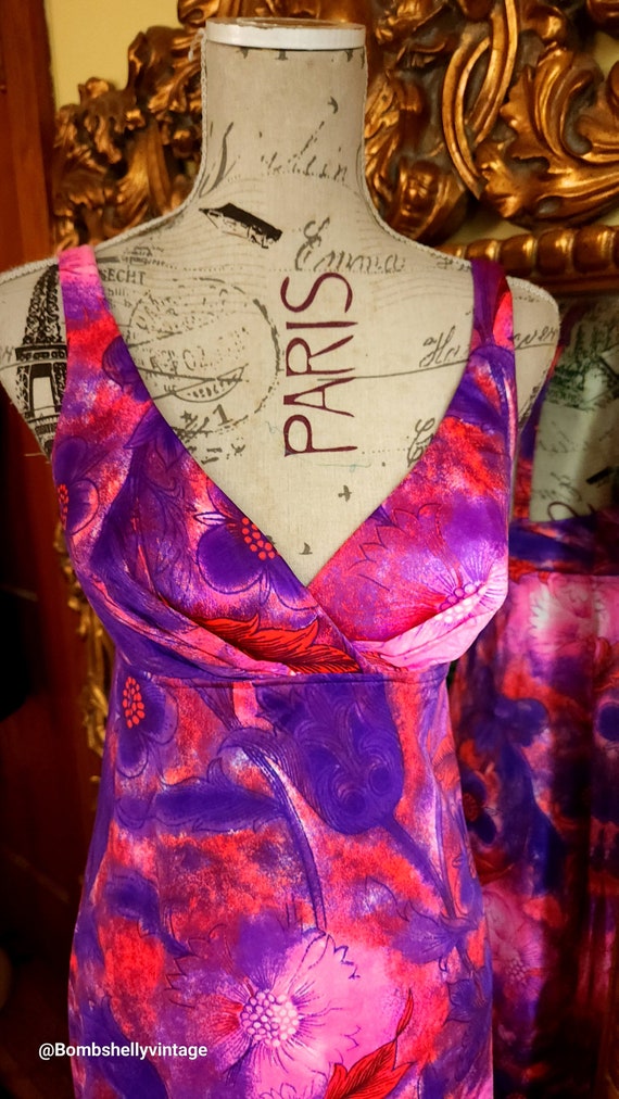Vintage 60's Catalina Pink and Purple Swim Dress - image 5