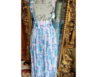 Falda larga con tirantes y estampado vintage de Holly Hobby de los años 70