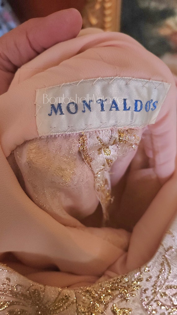 Vintage 60s Montaldos Pale Pink Silk Brocade Gown… - image 8