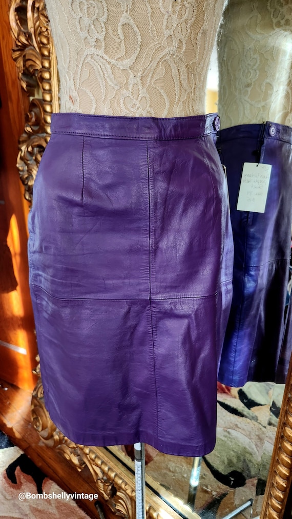 Vintage 80's Avon Fashions Purple Leather Mini Ski