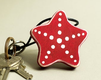 "STAR" key ring, Wedding favor, Wooden star, Star, Wooden star, Car keys, Key holder, House keys