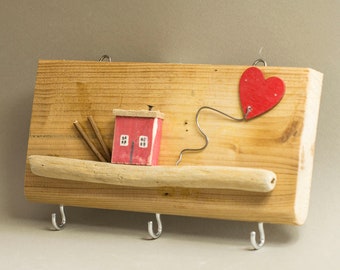 Coat stand "HEART", Sea wood, Hanger, Kitchen, Coat stand, Key hanger, Heart, Love, Keys holder, Car keys holder