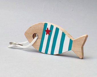 Portachiavi "MARE", Keyring, Portachiavi, B&B, Door Keyring, House Keyring, Barca a vela, Pesce, Sailing