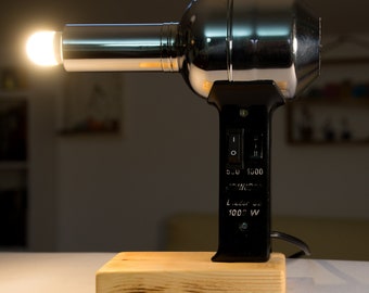 &quot;HAIRDRYER&quot; Lamp, Hairdryer, Hairdryer lamp, Bedside lamp, Bedside table lamp, Bedside lamp, Desk, Office