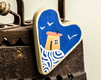 "HEART" magnet, Wooden heart, Heart, Wooden heart, Favor, Fridge magnet, Magnet, Refrigerator