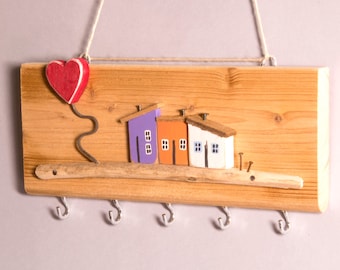 Attaccapanni "CUORE", Legno di mare, Hanger, Cucina, Attaccapanni, Appendi chiavi, Heart, Amore, Car keys holder