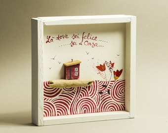 Quadro "CASA", casa, Poesia, Poetry, House frame, Home, Christmas, Tiny frame, House