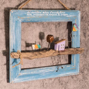 &quot;RAINBOW&quot; Rahmen, Holzherz, Holzrahmen, Landlandschaft, Haus, Holzhaus, Gesims, Coelho, Herz, Liebe, Regenbogen