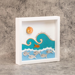 Painting &quot;DE ANDRE&#39;&quot;, Poetry, Poetry, Marine frame, Marine landscape, Seascape, Fish, Obstinate and contrary direction
