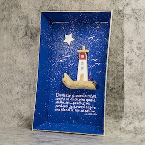 Cuadro "FARO", Faro, Paisaje marino, Mar, Cuadro, Navegación, Pescado, Pesca, Ostras, Lucio Dalla, Bolonia, La tarde de los milagros