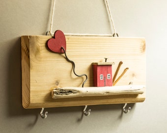 Coat stand "HEART", Sea wood, Hanger, Kitchen, Coat stand, Key hanger, Heart, Love, Keys holder, Car keys holder