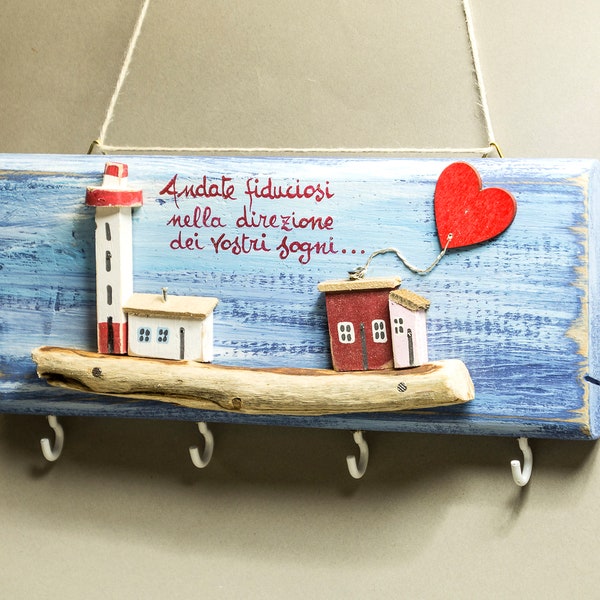 Attaccapanni "FARO", Hanger, Hanger for kitchen, Cucina, Attaccapanni, Appendi chiavi, Keys holder, Lighthouse, Sailing, Luna, Thoreau