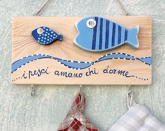 "FISH" coat hanger, Key hanger, Poetry, Fish, Kitchen, Kitchen, Tea towels, Fisherman, Keys holder, Car keys holder, Kitchen holder