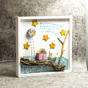 "STARS" painting, Sky, Stars, Village, Country, Moon, Stairway to heaven, Ladder to the moon