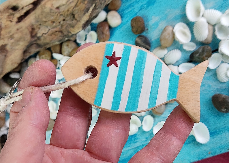 Portachiavi MARE, Keyring, Portachiavi, B&B, Door Keyring, House Keyring, Barca a vela, Pesce, Sailing immagine 5