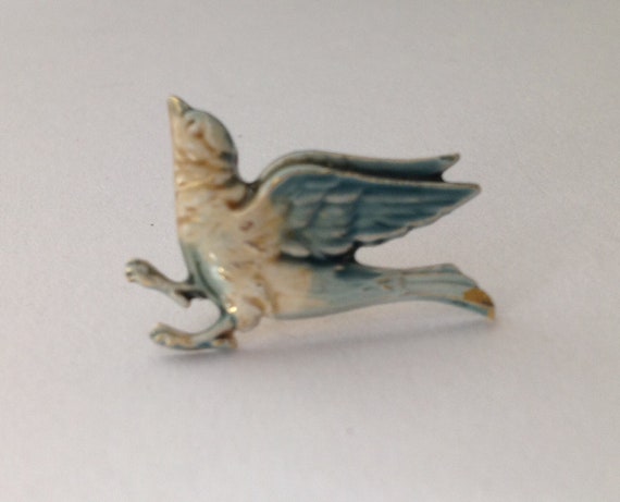 Pins Métal Email Broche Petit Oiseau Bleu Et Blanc Badge épinglette Animaux Oiseaux