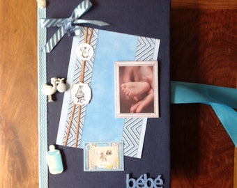 Album photos, naissance garçon, anniversaire, fait main, scrapbooking, idée cadeau naissance,boy Is born, pictures