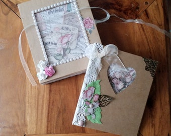 Coffret avec album photo, shabby chic, idée cadeau fête des mères,  mini-album,  style romantique