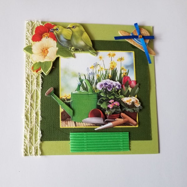 Birthday card, party, handmade, 3D, all occasion card, card for gardener