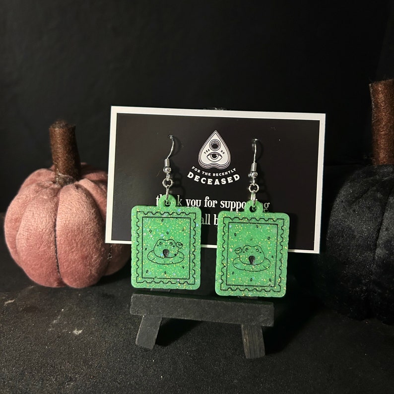 Cute Frog Glow in the Dark Glitter Earrings zdjęcie 6