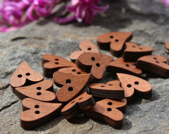 3/4" Wood Heart Buttons, Heart Buttons, Cute Wood Buttons, Wood Buttons, Laser Cut Buttons, Craft Buttons