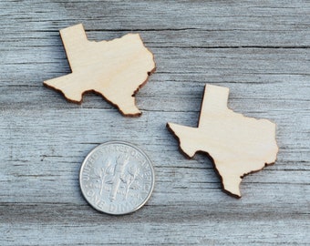 Set of 2 - 1" Texas Cut Outs - DIY Earring Supplies, Texas Wood Cut Outs, Unfinished Wood Cutouts, Wood Texas Shapes, Texas Cutouts