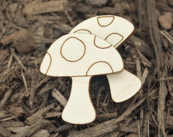 wooden cutouts MG000810 Wood Blanks Wooden craft supplies 10x Wooden Mini Mushroom Shapes 1