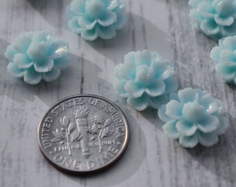 14mm Pale Blue Resin Cabochon, Flower Cabochons, Cabochon Flowers, Resin Flowers, Small Flower Cabochons, 6, 12, or 24 Pieces