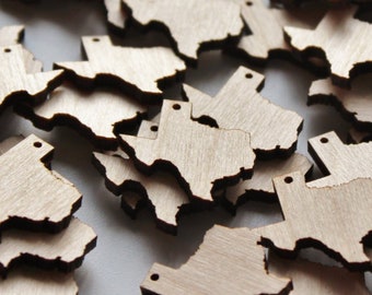 1.5" Texas Cutouts, Bulk Wood Texas Cutouts, Bulk Texas Charms, Bulk State Charms, Texas Cutouts for Crafting, Texas Craft Pieces Wood, 5-45