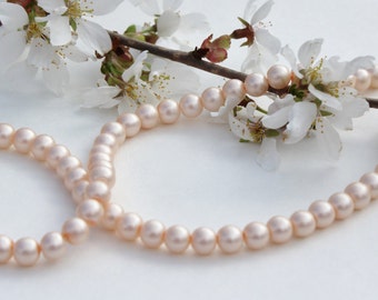 6mm Glass Pearl Beads, Round Glass Beads, 6mm Glass Beads, Pearl Beads, Round Beads,   -  "Matte Rose" Approx. 190 pcs.