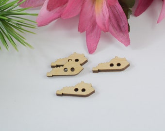 1" Wood Buttons, Kentucky Buttons, Kentucky Shaped Buttons, State Buttons, Wooden State Buttons, Laser Cut Buttons, Natural Wood Buttons