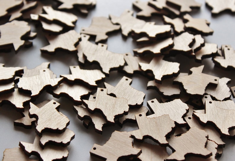 1.5 Bulk Texas Cutouts, Bulk Wood Texas Cutouts, Bulk Texas Charms, Bulk State Charms, Texas Cutouts for Crafting, Texas Craft Pieces Wood image 1