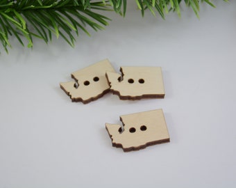 1" Wood Buttons, Washington Buttons, Washington Shaped Buttons, State Buttons, Wooden State Buttons, Laser Cut Buttons, Natural Wood Buttons