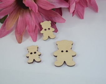 Cute Bear Button, Bear Buttons, Wood Bear Button, Bear Shape Button, Wooden Bear Button, Laser Cut Button, Decorative Button, Natural Button