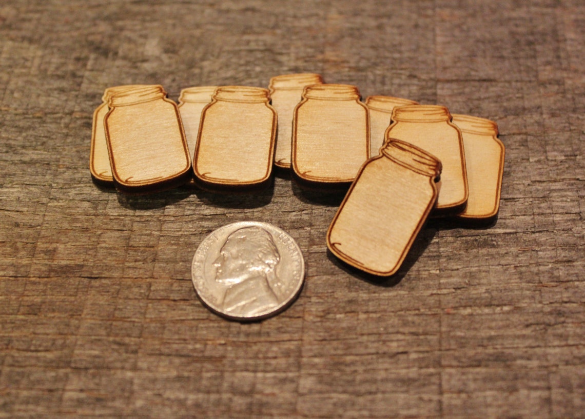 30 Pack 4 Inch Wood Mason Jar Cutouts - Unfinished Wooden Mason Jar Shapes For DIY Crafts & Decorations