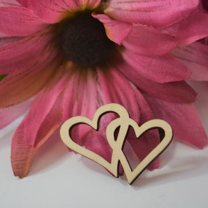 Heart Cutout, Double Hearts, Wood Heart Cutouts, Wood Double Hearts, Double Heart Cutouts, Heart Decoration, 1.5 inch wide