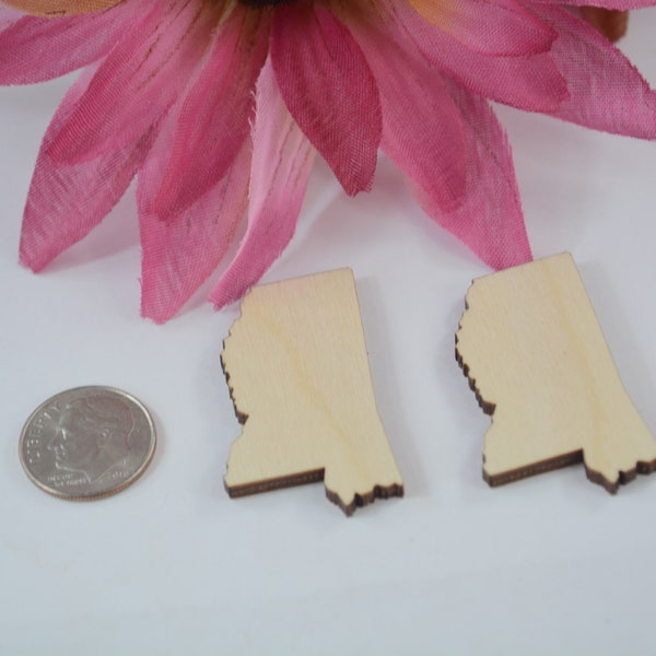 1.5" Mississippi Cutouts, Wood State Cutouts, Mississippi Wedding Guest Book, Mississippi Favor Tags, Mississippi Cutouts, State Cutouts