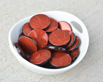 25mm Chunky Acrylic Beads, Flat Acrylic Beads, Burnt Orange Focal Beads, Patterned Acrylic Beads, Acrylic Focal Beads