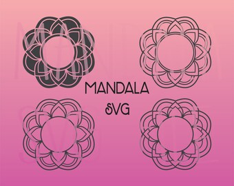 Mandala SVG, Mandala Monogram Frame SVG, Mandala Design svg, svg Cut Files, Mandala Vector Clipart, Flower Monogram Frames