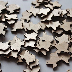 1.5 Bulk Texas Cutouts, Bulk Wood Texas Cutouts, Bulk Texas Charms, Bulk State Charms, Texas Cutouts for Crafting, Texas Craft Pieces Wood image 2