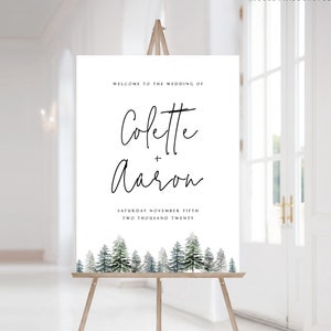 Wedding Welcome Sign, Wedding Welcome Sign Template, Welcome Sign Printable, Instant Download, Winter Wedding, Forest Wedding, Christmas 942