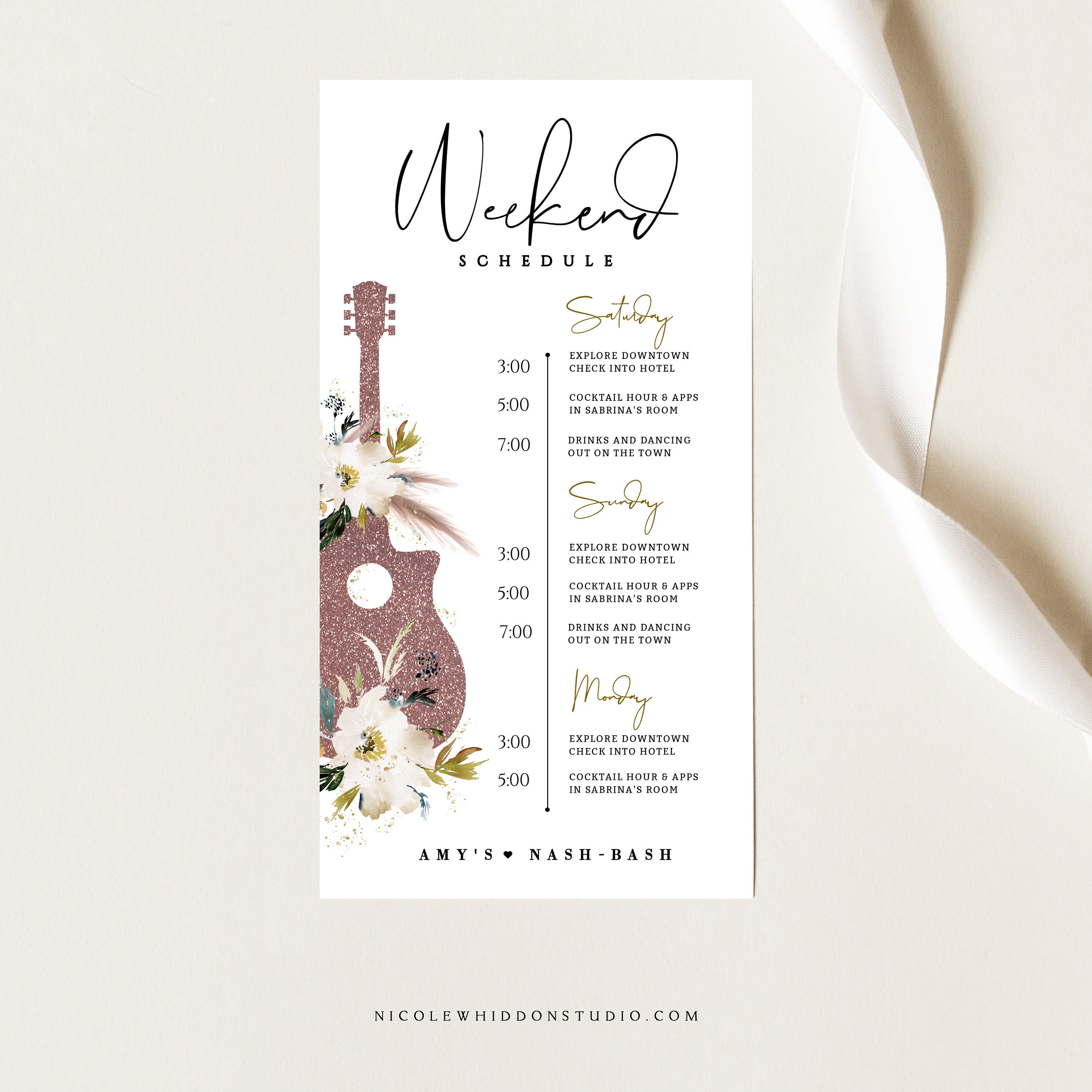 Bachelorette Party Invitation Nashville Weekend Itinerary Editable Template Schedule Downloadable Nash Bash Printable Bachelorette