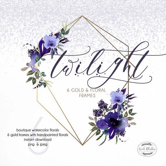 Lavender Fl Clipart Watercolor Handpainted Fls Gold