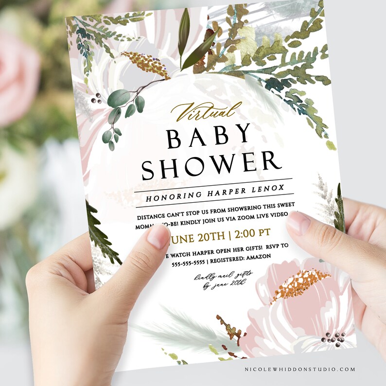 Virtual Baby Shower Invitation Instant Download Long Etsy