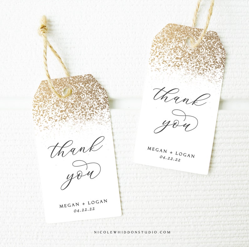 Gold Favor Tags Gift Tags Printable Gold Glitter Modern | Etsy