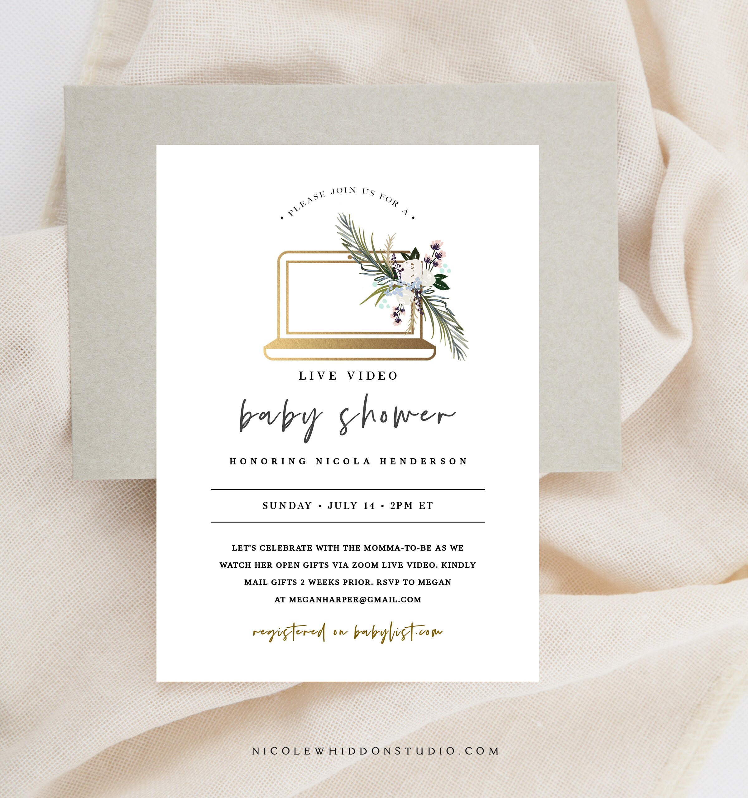 Virtual Baby Shower Invitation Template Digital Long Etsy