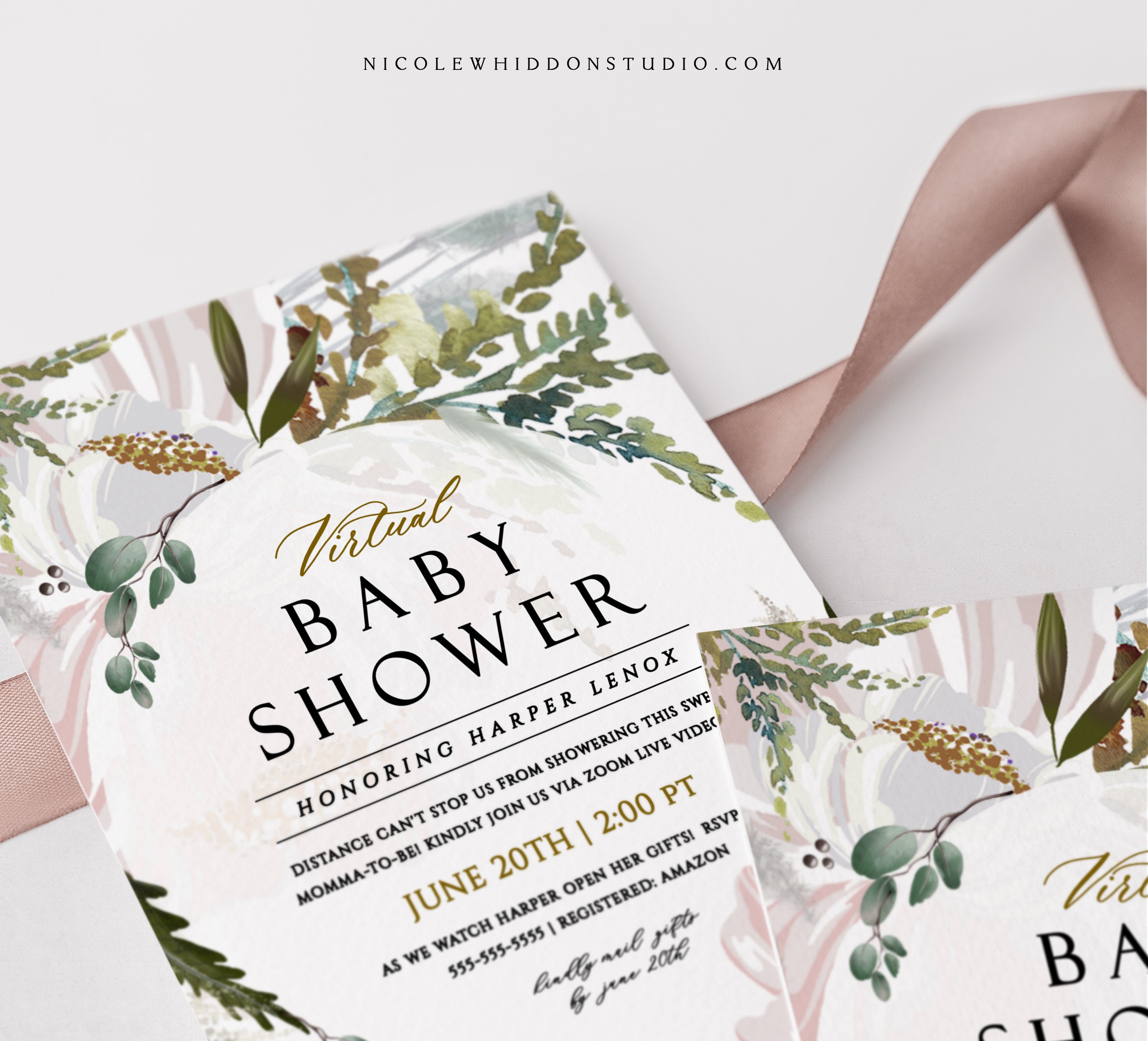 Virtual Baby Shower Invitation Instant Download Long Etsy