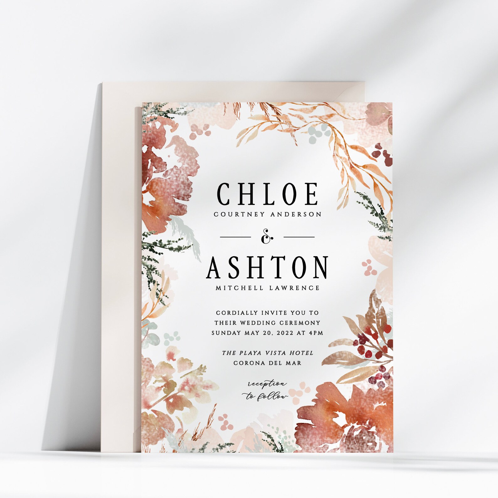 Burnt Orange Wedding Invitation Printed or Printable Terra - Etsy