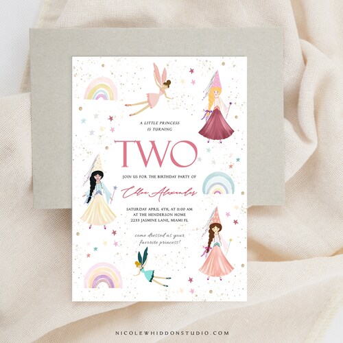 Princess Dress Birthday Party Invitation Royal Princess Etsy